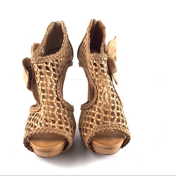 SCHUTZ Woven Open Toe Zip Back Stilettos Booties - Picture 2 of 8